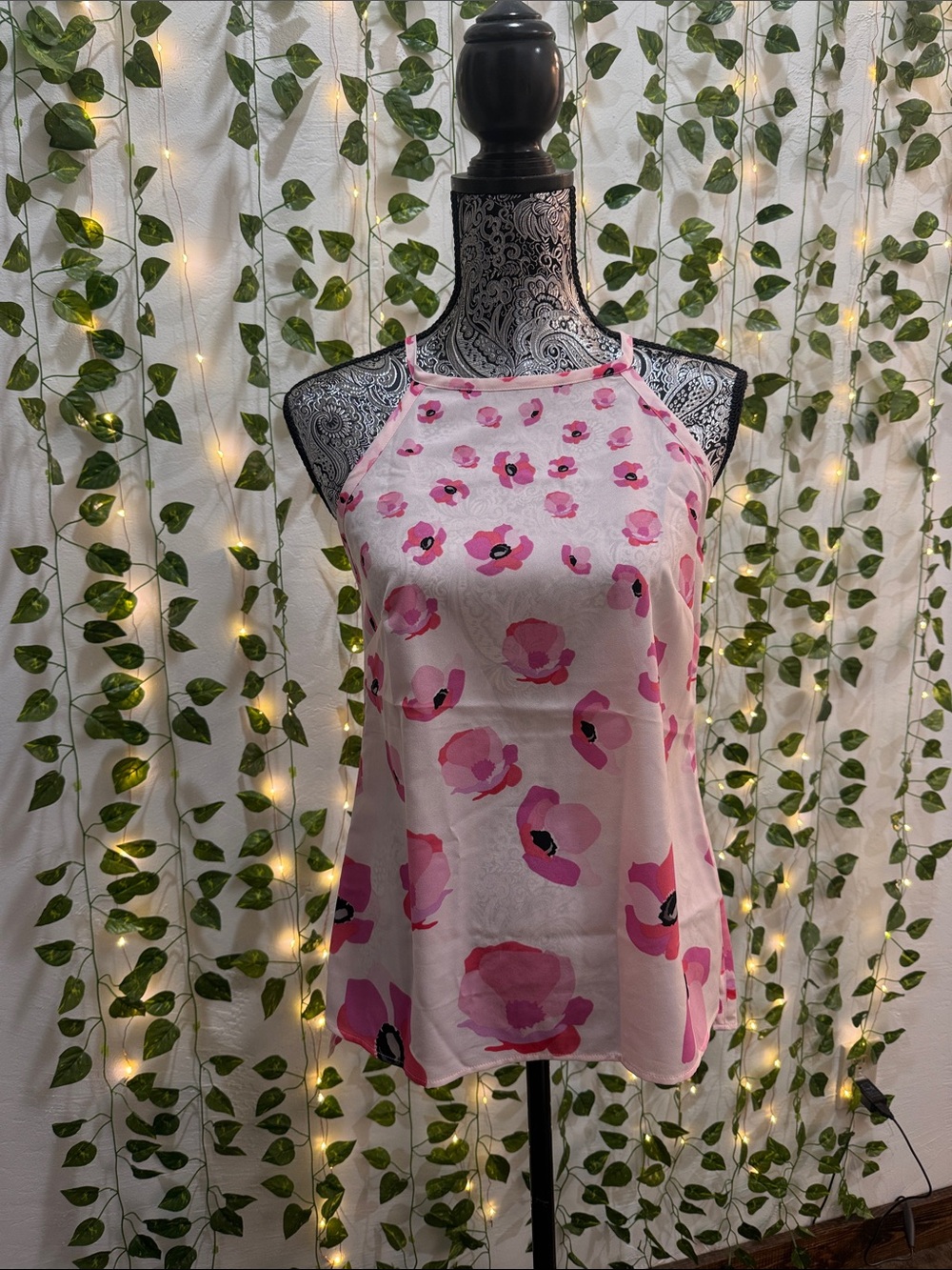 CAbi Pink Floral Halter Camisole
